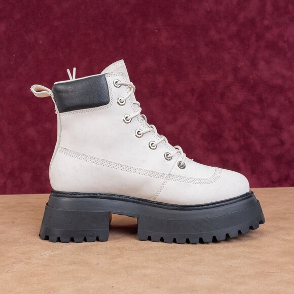 Timberland Women White Nubuck Stompers 6 Sky High Platform Boots sz 8 - Picture 8 of 8